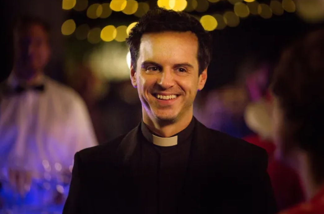 A photo of the actor Andrew Scott as the priest in Fleabag.